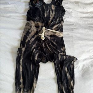 Philosophy Black and Cream Cropped Jumpsuit